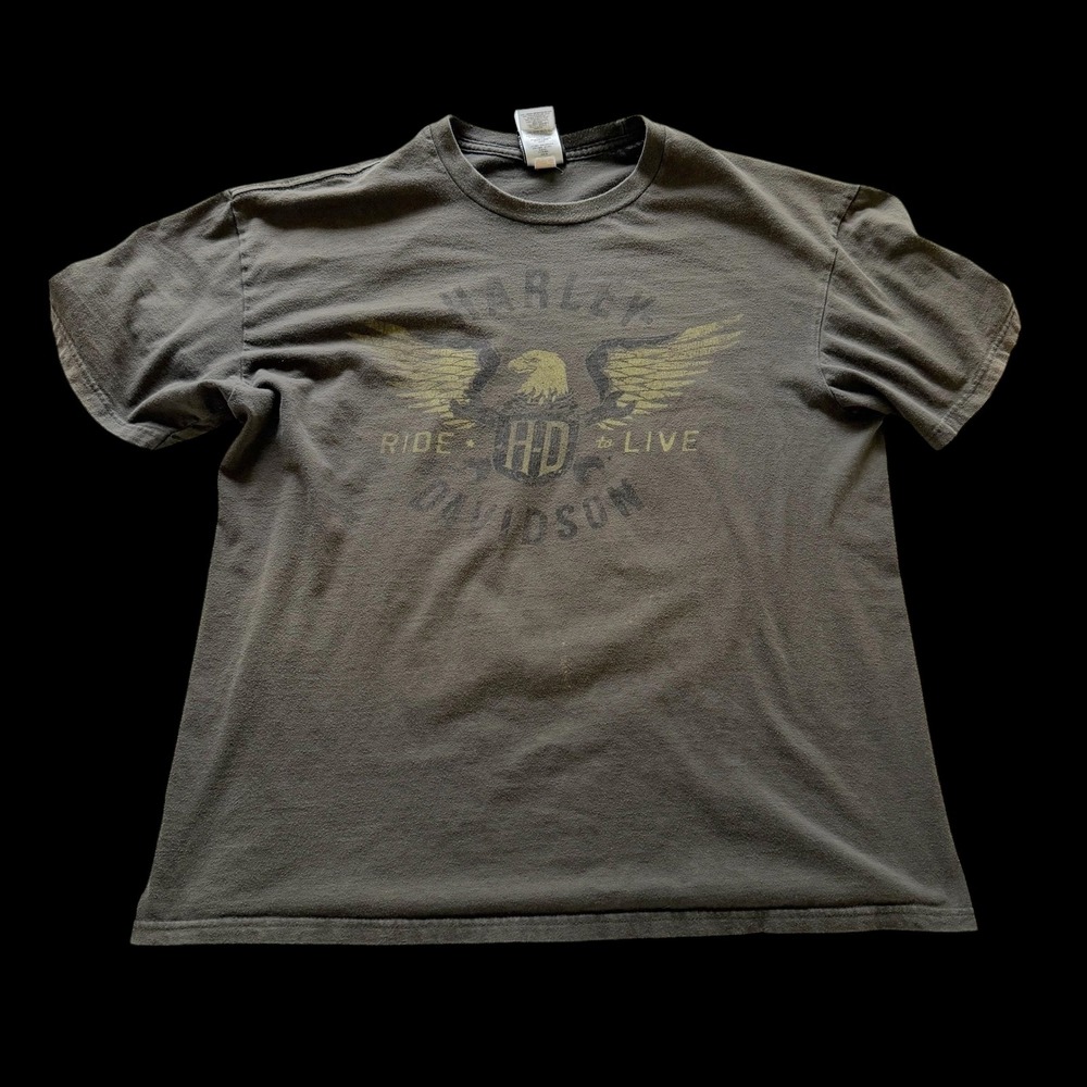 Y2K Harley Davidson Peterson's Key West Florida Eagle T-Shirt XL Faded Black